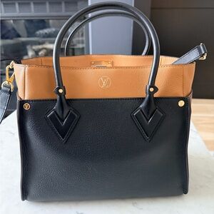 Louis Vuitton Monogram On My Side MM Calfskin Leather Top Handle Bag